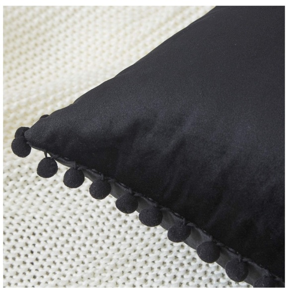 Classic Black Farmhouse Adorable Preppy Cute Pompom Throw Pillow Cover/Case Set - Picture 4 of 16